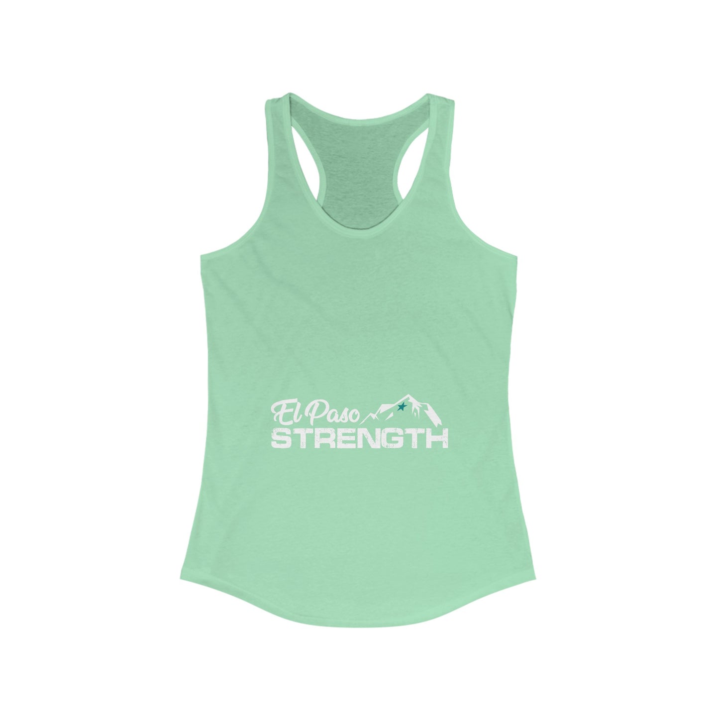 El Paso Strength White Green Star Women's Ideal Racerback Tank