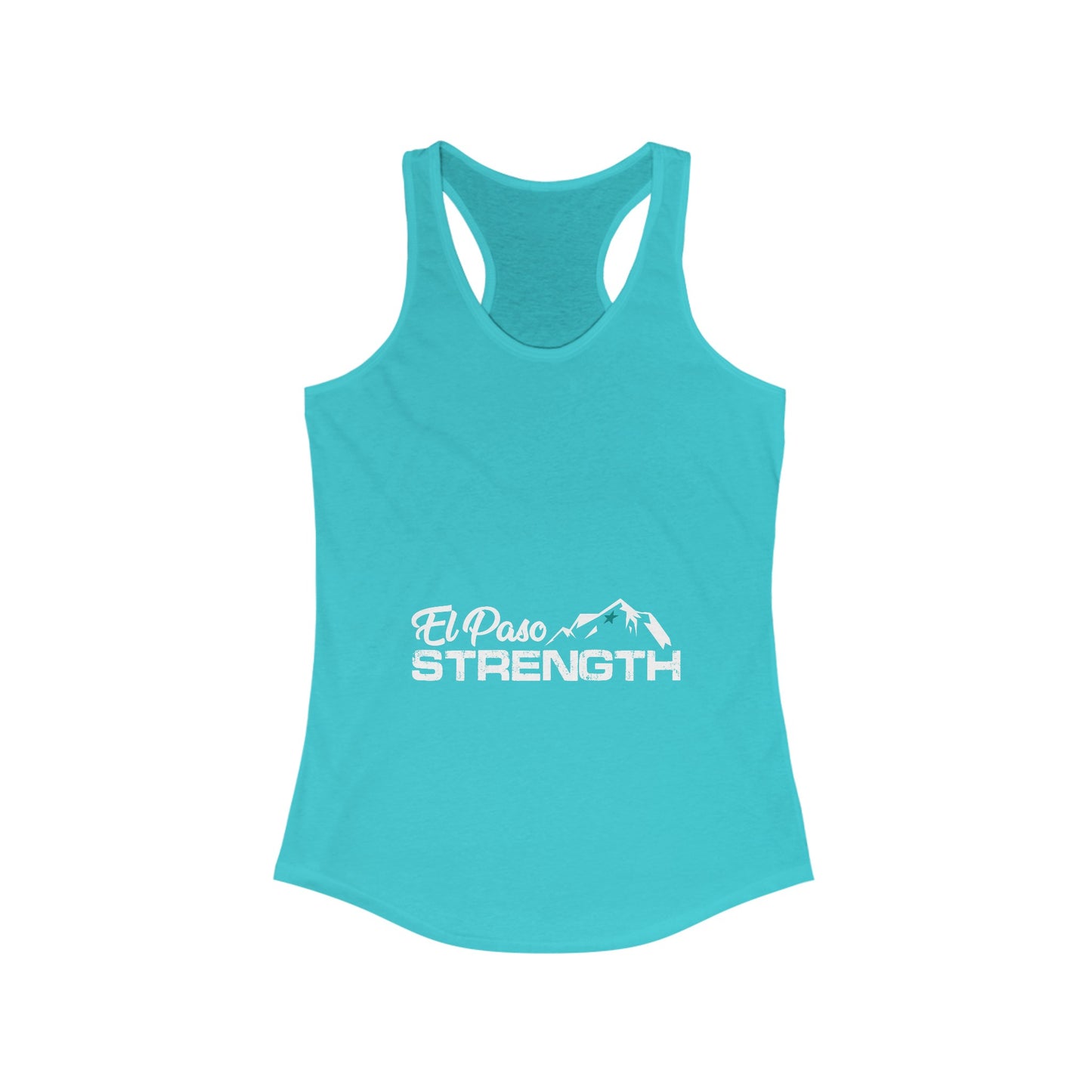 El Paso Strength White Green Star Women's Ideal Racerback Tank