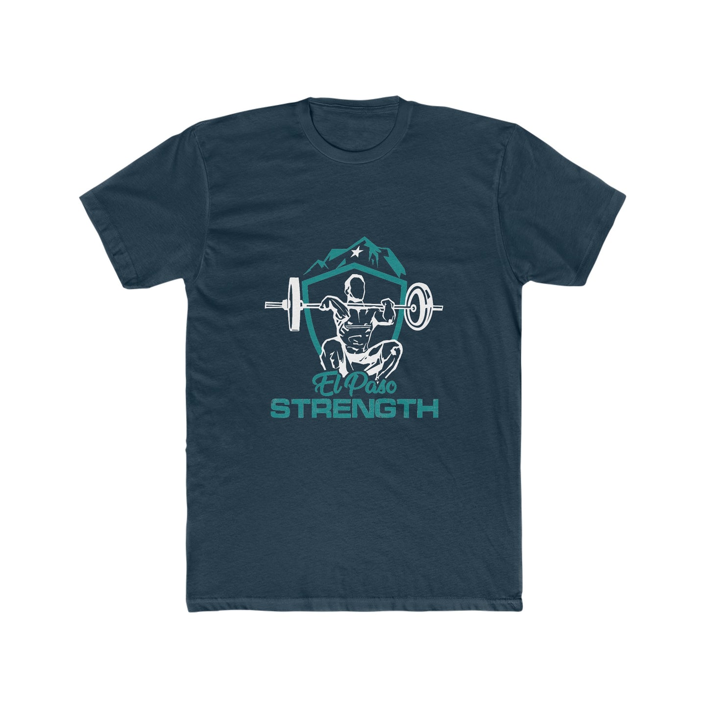 Green Shield White Star Green El Paso Strength Men's Cotton Crew Tee