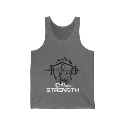 White El Paso Strength Black Shield Unisex Jersey Tank