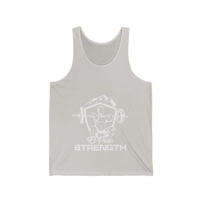 El Paso Strength Shield all White Unisex Jersey Tank