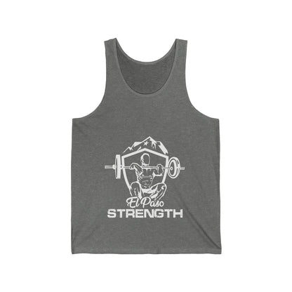 El Paso Strength Shield all White Unisex Jersey Tank