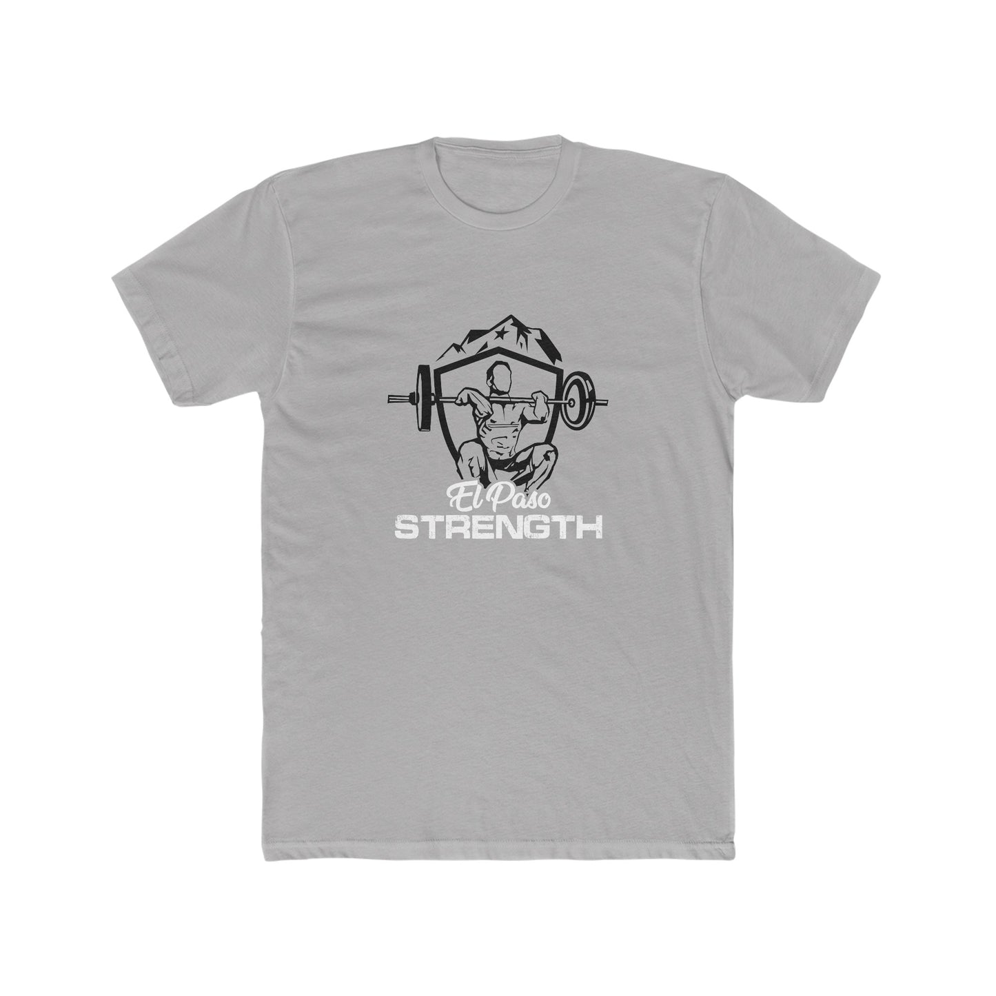 Black Shield White El Paso Strength Men's Cotton Crew Tee