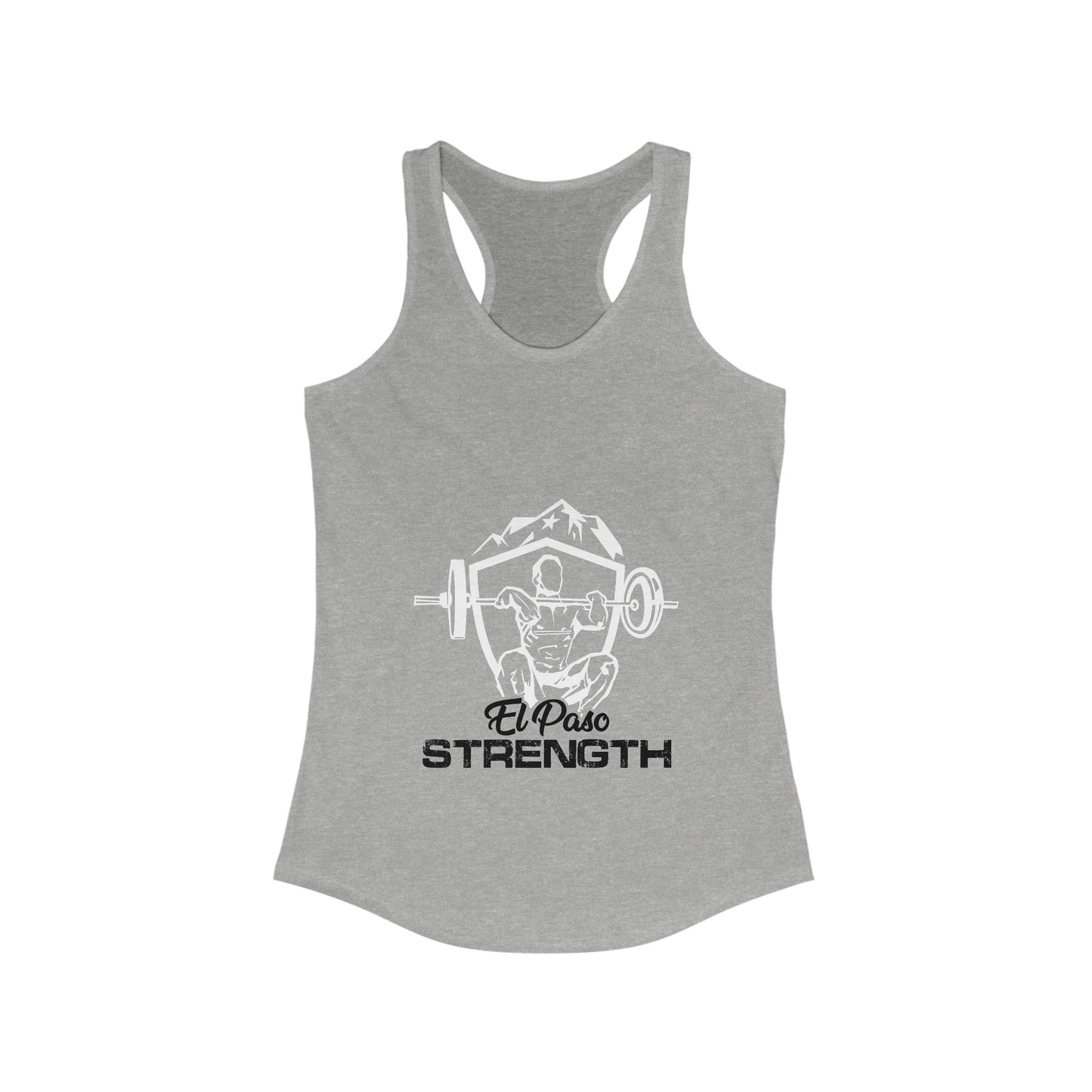 White Shield Black El Paso Strength Women's Ideal Racerback Tank