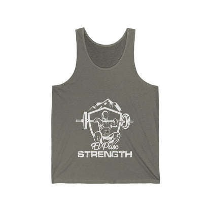 El Paso Strength Shield all White Unisex Jersey Tank