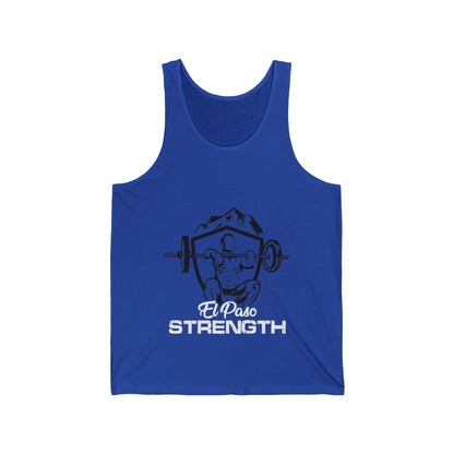 White El Paso Strength Black Shield Unisex Jersey Tank