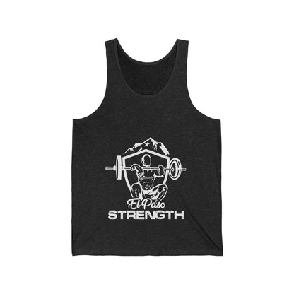 El Paso Strength Shield all White Unisex Jersey Tank