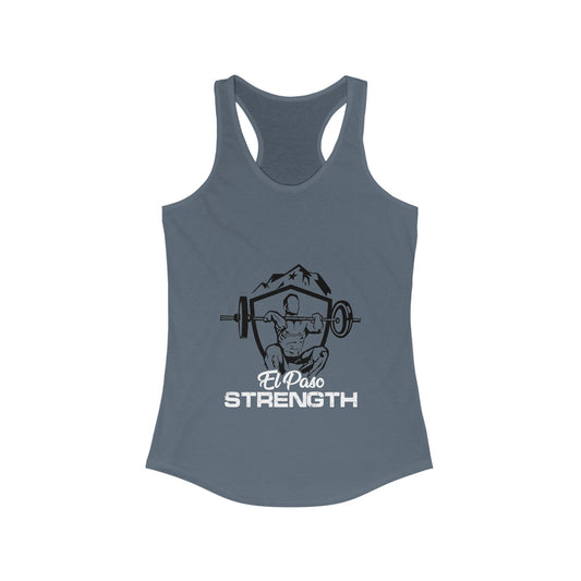 White El Paso Strength Black Shield Women's Ideal Racerback Tank