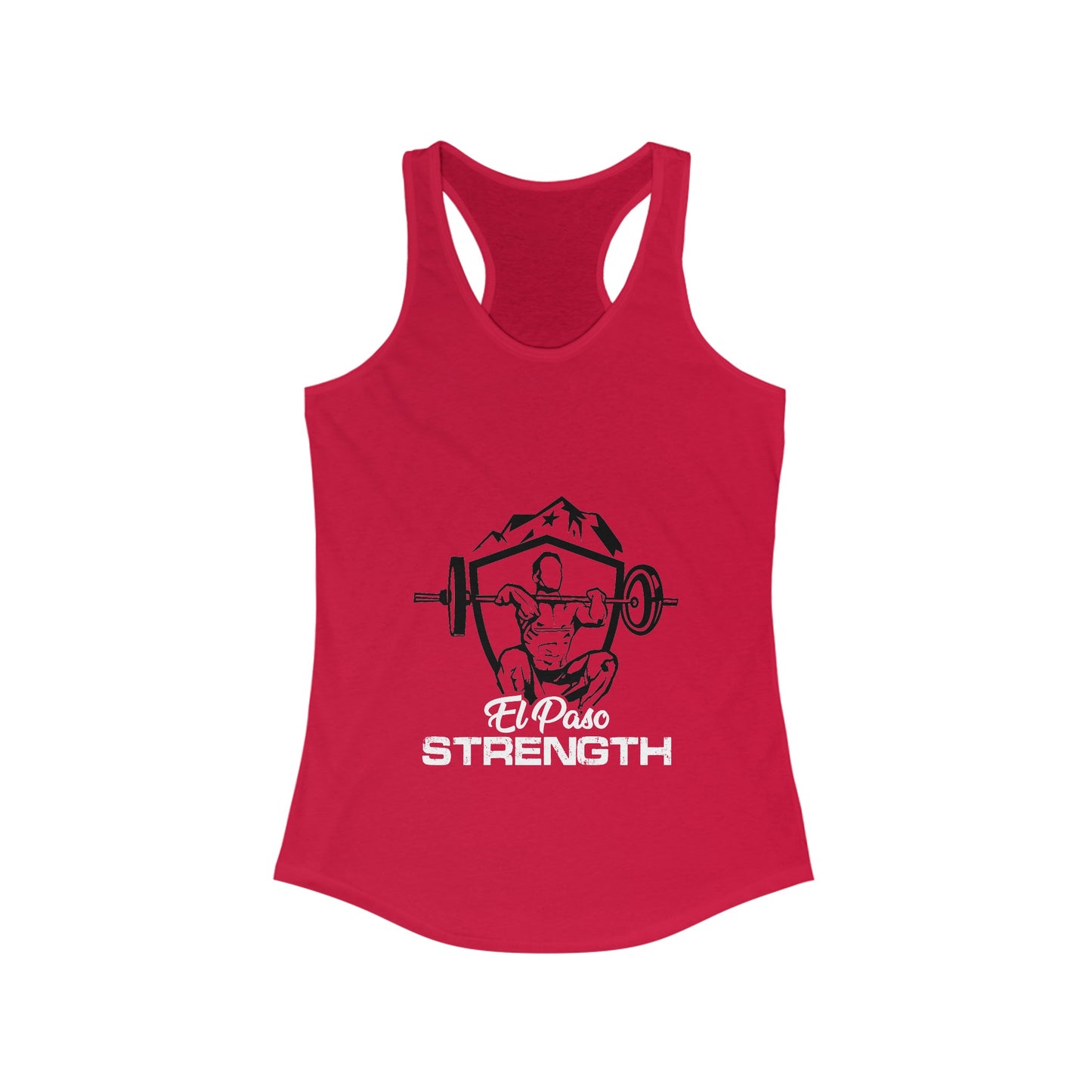 White El Paso Strength Black Shield Women's Ideal Racerback Tank