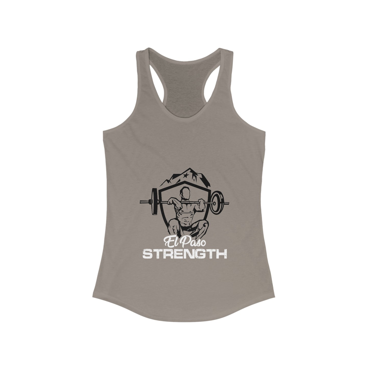 White El Paso Strength Black Shield Women's Ideal Racerback Tank