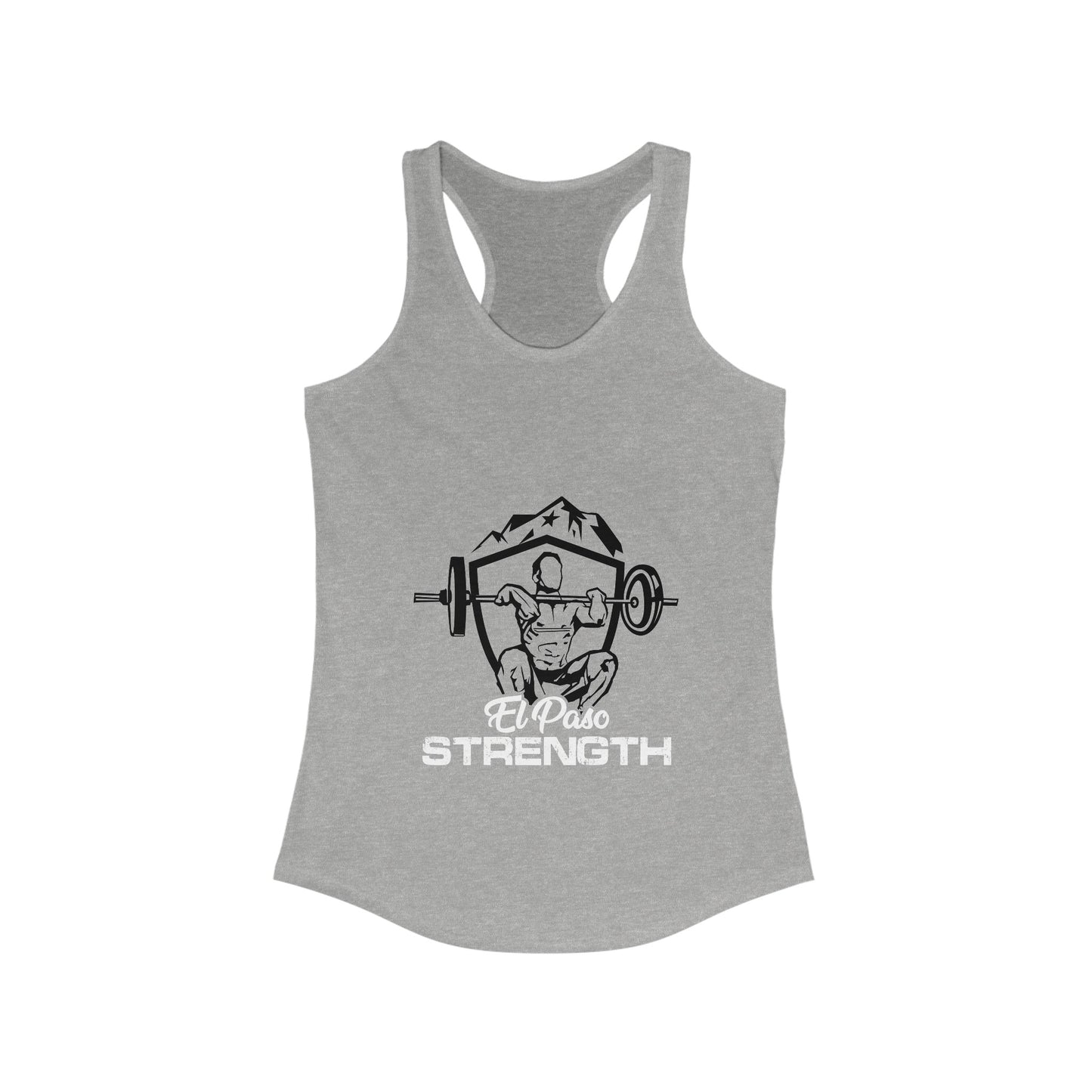 White El Paso Strength Black Shield Women's Ideal Racerback Tank