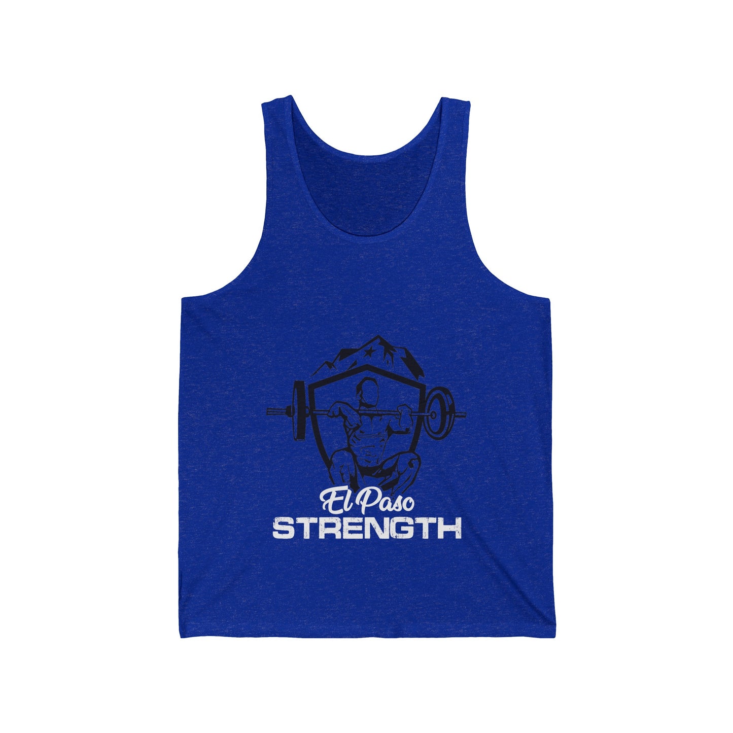 White El Paso Strength Black Shield Unisex Jersey Tank