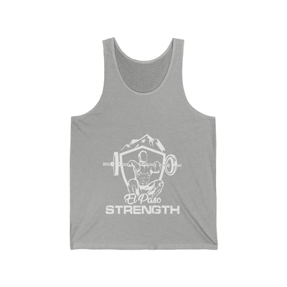 El Paso Strength Shield all White Unisex Jersey Tank