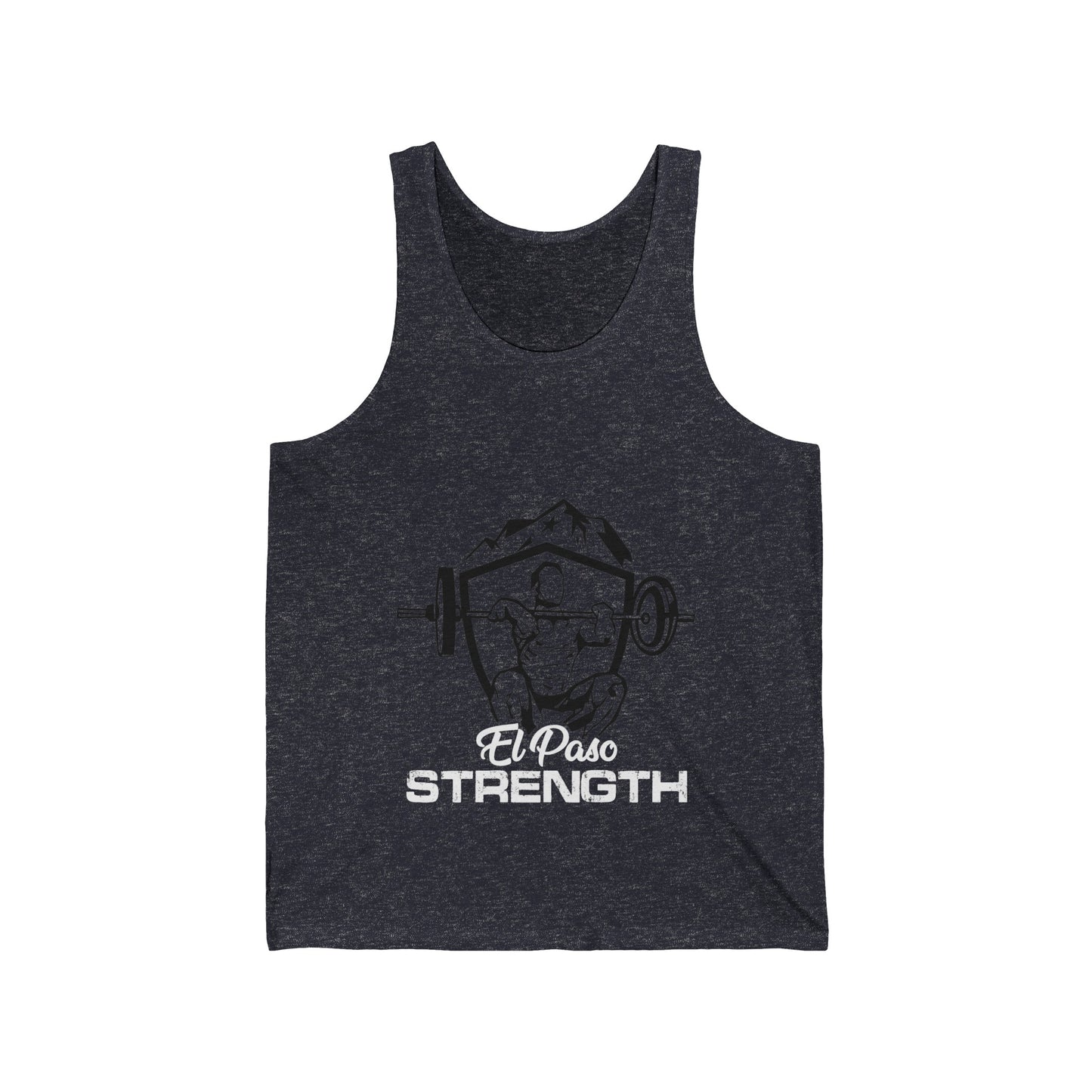 White El Paso Strength Black Shield Unisex Jersey Tank