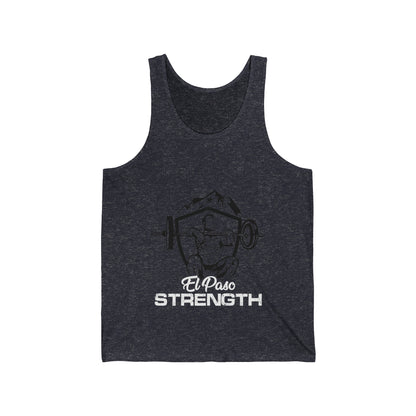 White El Paso Strength Black Shield Unisex Jersey Tank