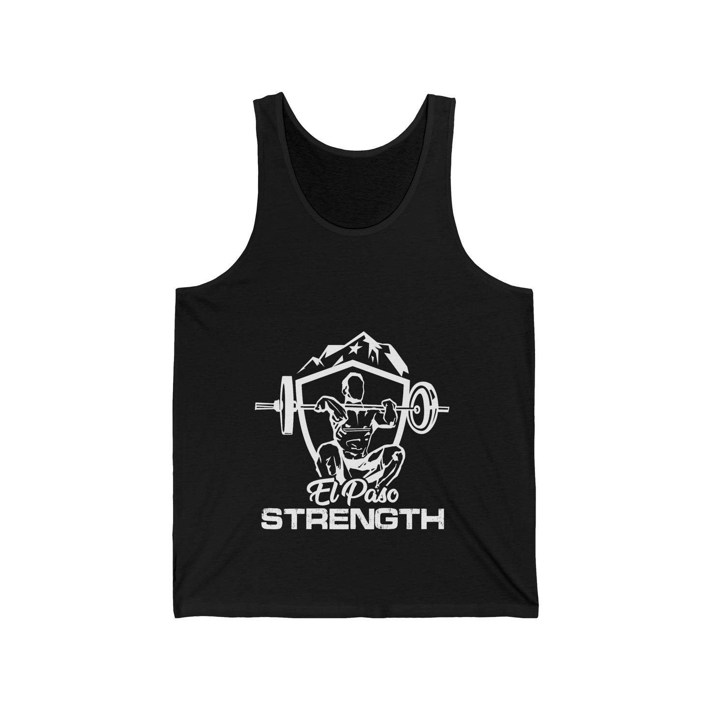 El Paso Strength Shield all White Unisex Jersey Tank